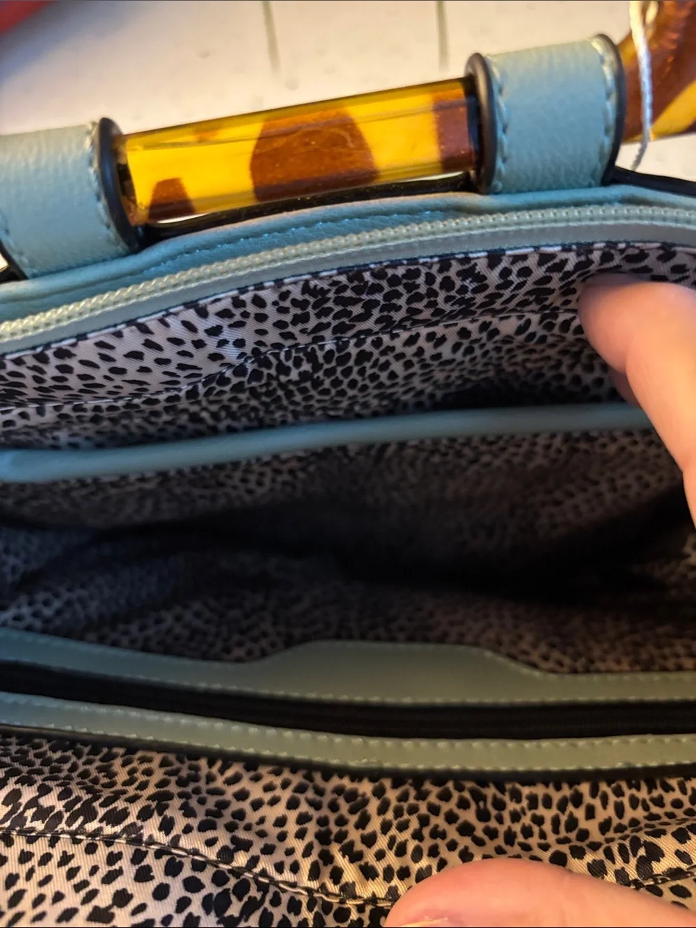 Isabelle Vegan Mint Green Purse with Tortoiseshell Handles